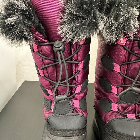 Kamik Kids Purple/Pink Snowgypsy Faux Fur Lined Winter Snow Boot Size 2 - Picture 7 of 12